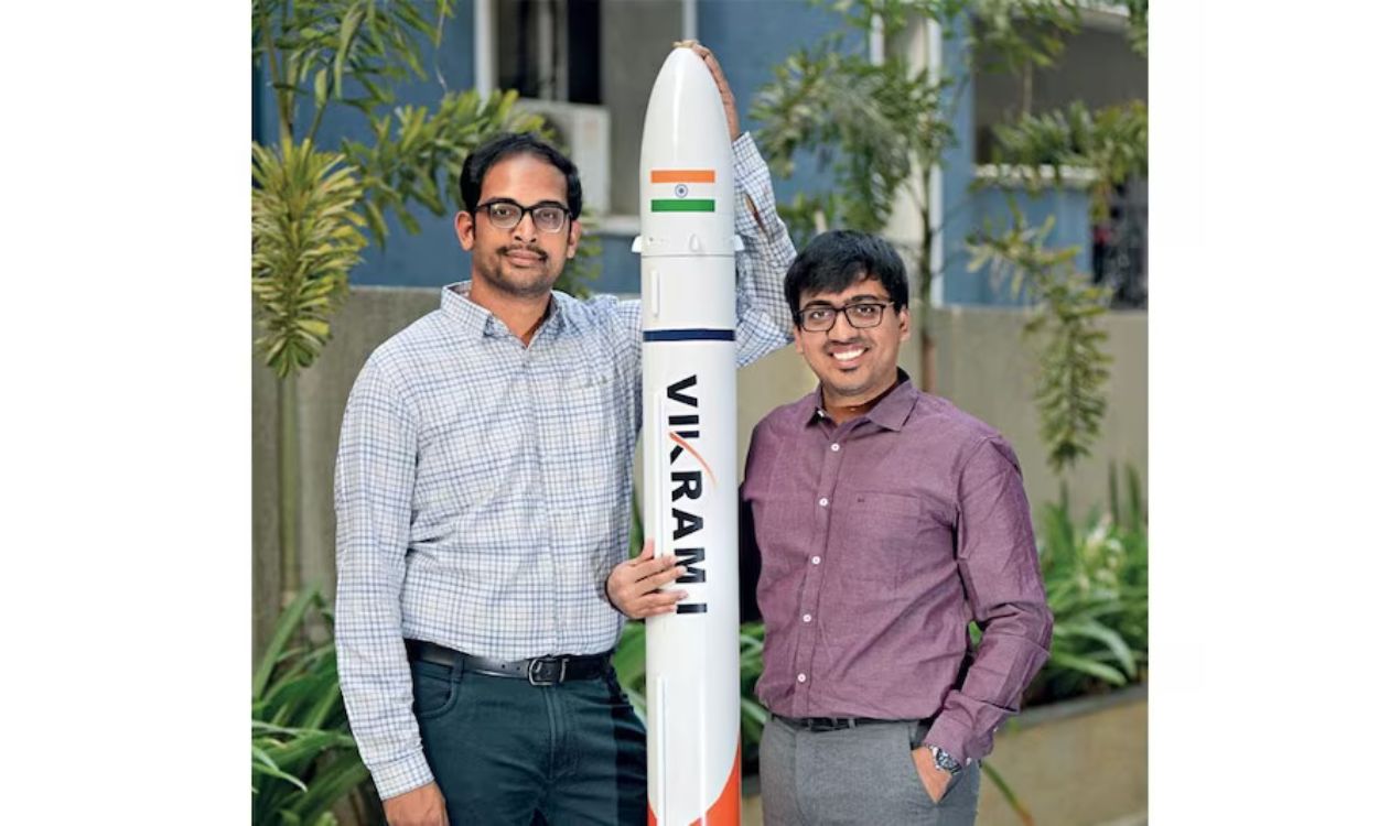 Skyroot Aerospace's Vikram-1 rocket lifting off from the ISRO launch pad in Sriharikota for the Mission Agaman